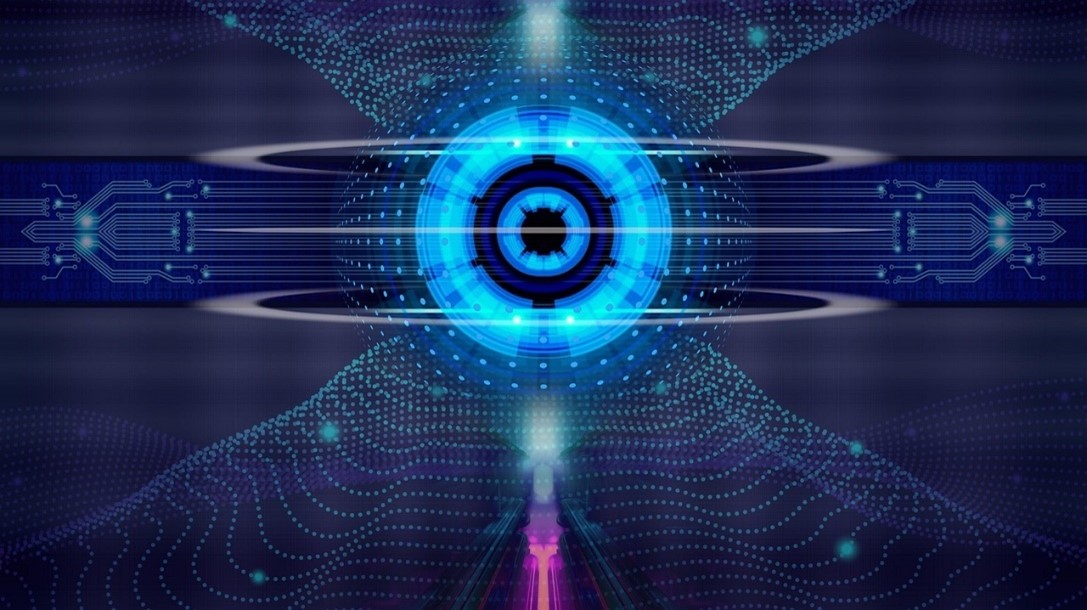 Animated image to represent the interior of a supercomputer.