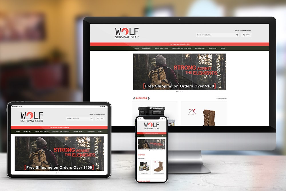 Wolf Survival Gear Website Design
