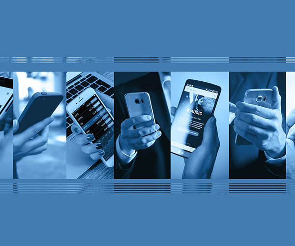 Image of several people holding a smartphone represents how Creative Programs and Systems provides social media marketing.