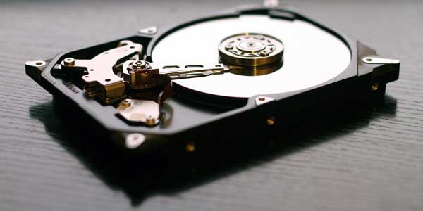 Closeup image of a hard drive to represent that Creative Programs and Systems provides data backups and recovery services.